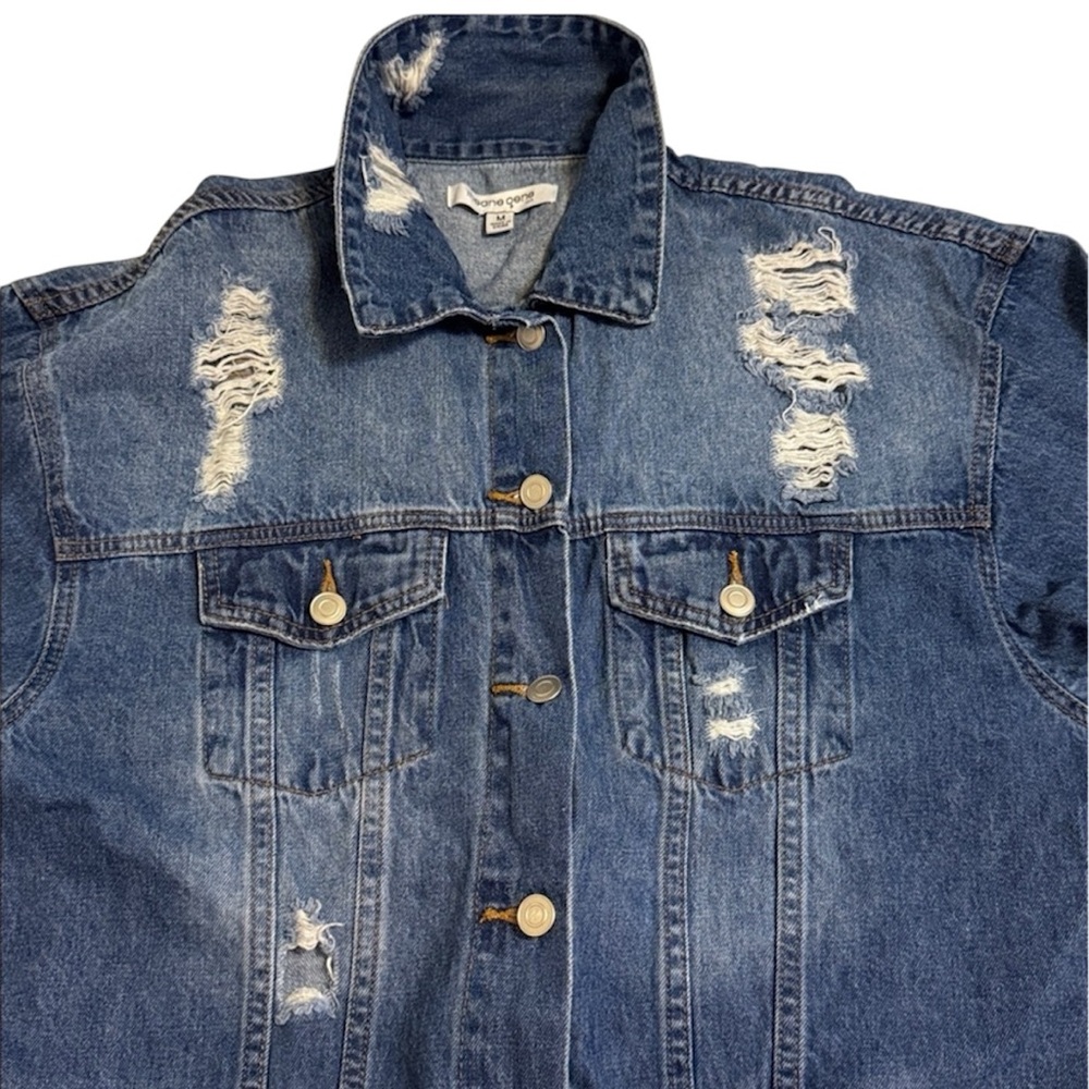 Distressed Denim Jacket With Multiple Pockets - image 7